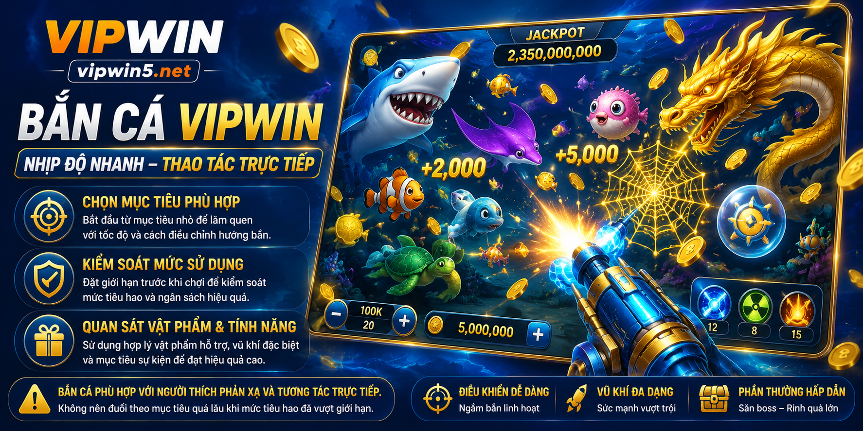 Bắn cá VIPWIN nhịp độ nhanh thao tác trực tiếp