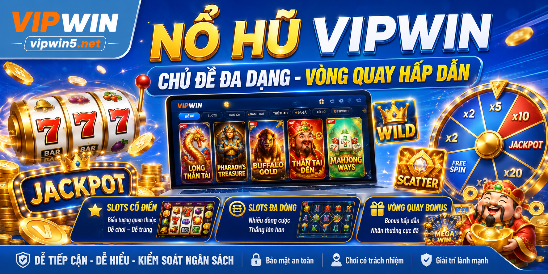 Nổ Hũ VIPWIN Với Chủ Đề Và Vòng Quay Đa Dạng